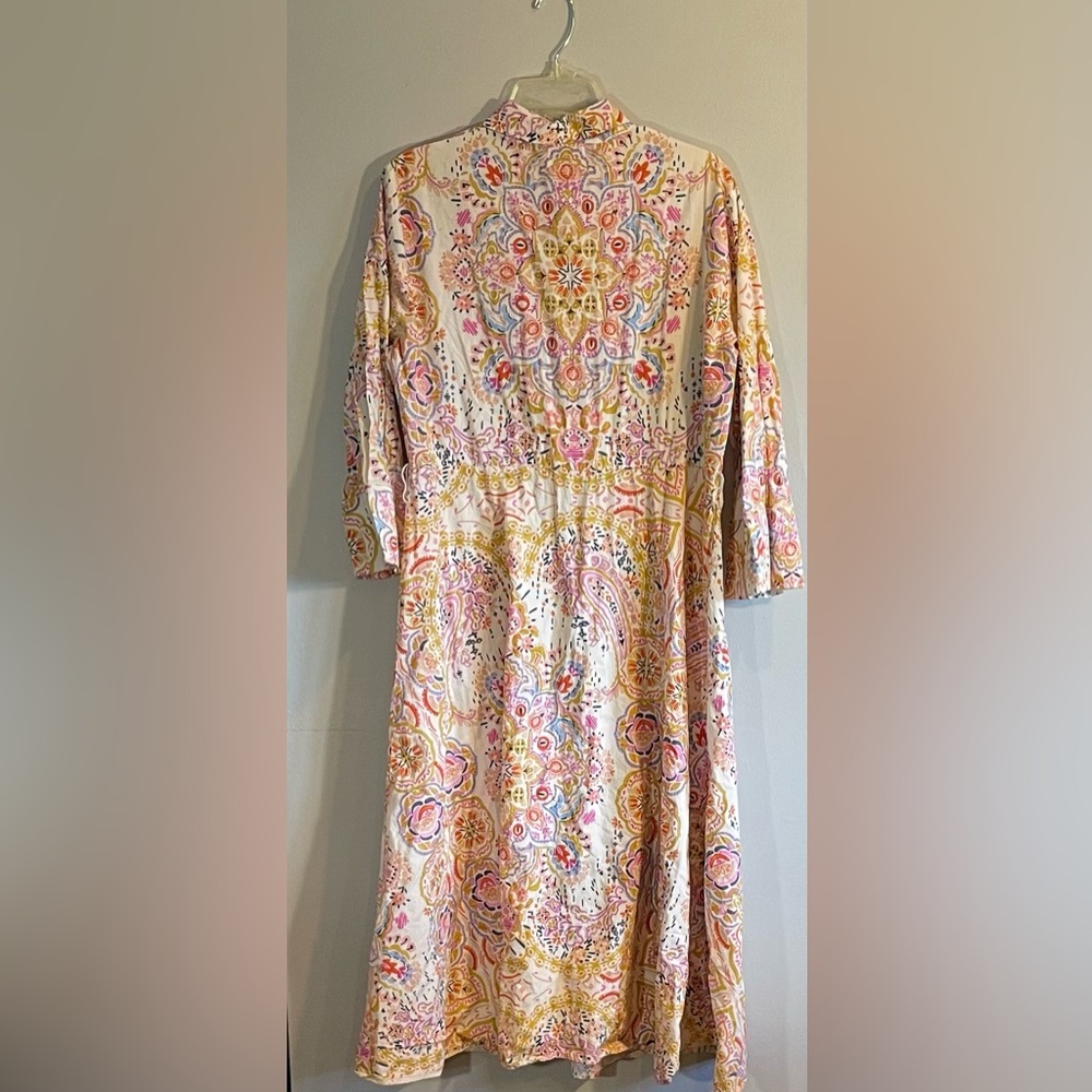 Zara Printed 100% Cotton Shirt Dress Midi Length Size XXL - Picture 4 of 9
